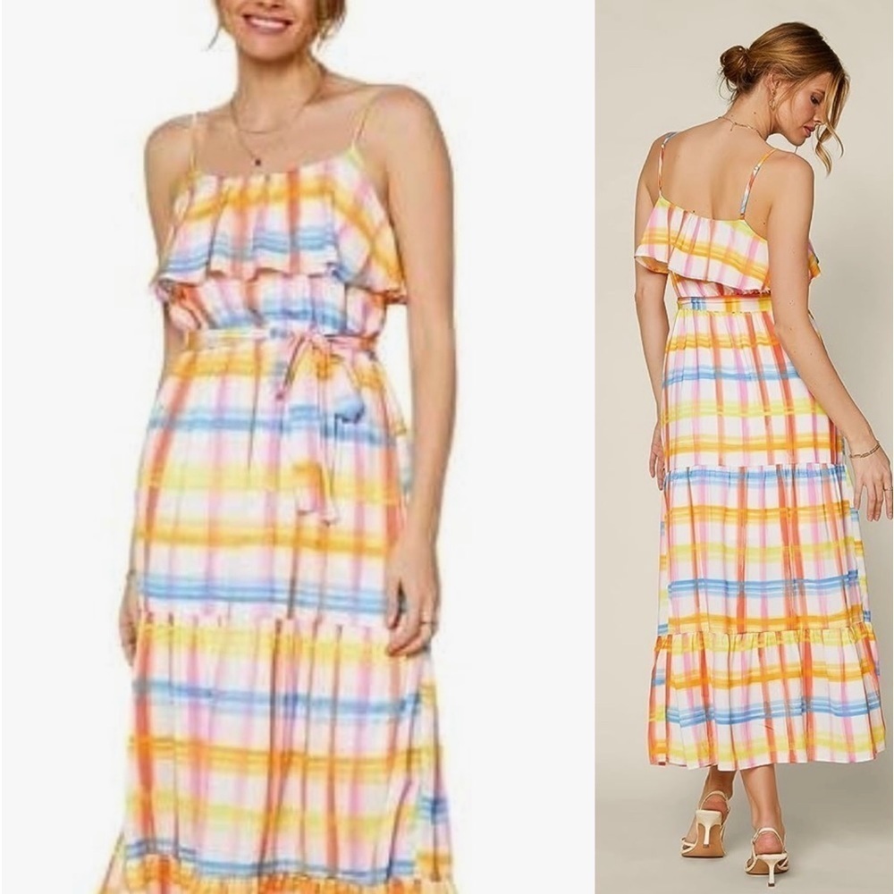 Skies are Blue. Multi plaid sundress